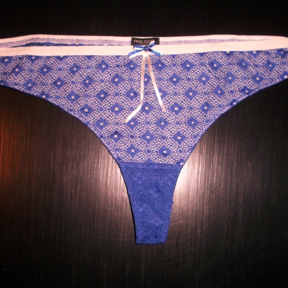 Heidi Klum Purple Daisy Lace Thong Bikini Panties